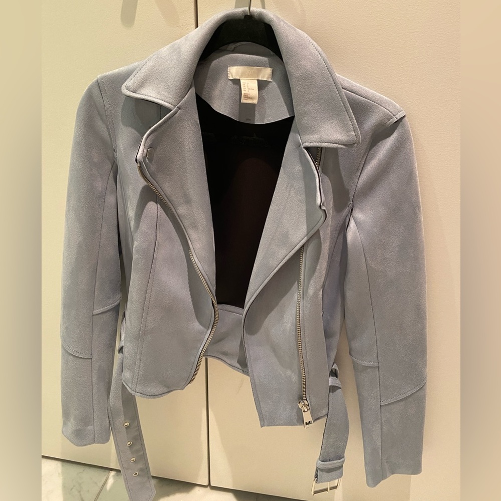 H&M size 2 vegan suede motorcycle jacket. Never worn